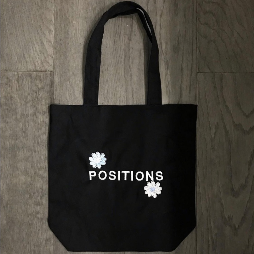 Ariana grande positions embroidered tote bag